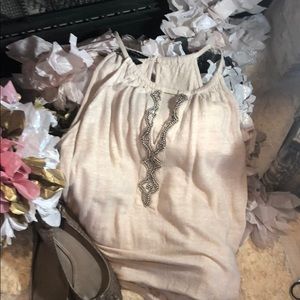 Muscle cut Tee with silver bead Embellishment.